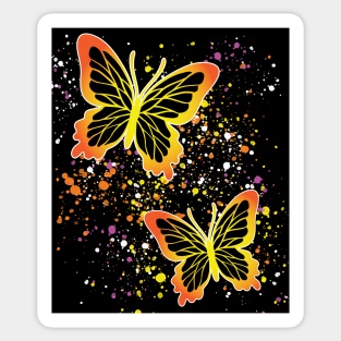 Beautiful Butterflies with Colorful Splatters Sticker